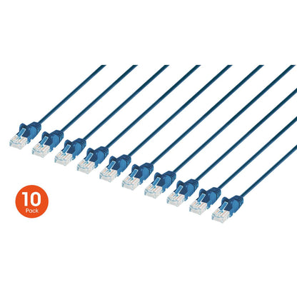 Cat6 U/UTP Slim Network Patch Cable, 20 ft., Blue, 10-Pack Image 1
