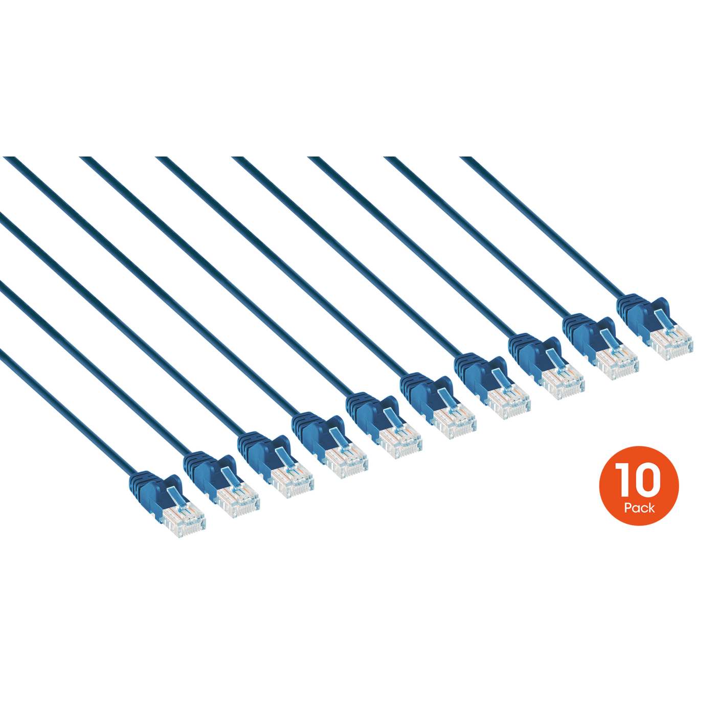 Cat6 U/UTP Slim Network Patch Cable, 20 ft., Blue, 10-Pack Image 3