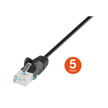 Cat6 U/UTP Slim Network Patch Cable, 25 ft., Black, 5-Pack Image 3