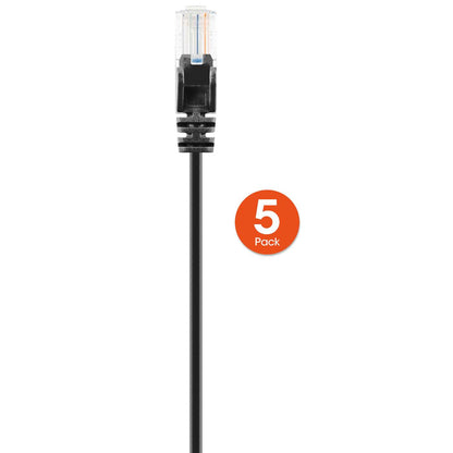 Cat6 U/UTP Slim Network Patch Cable, 25 ft., Black, 5-Pack Image 4