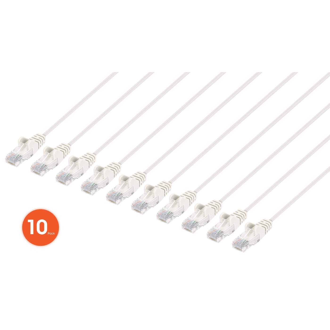 Cat6 U/UTP Slim Network Patch Cable, 7 ft., White, 10-Pack Image 1