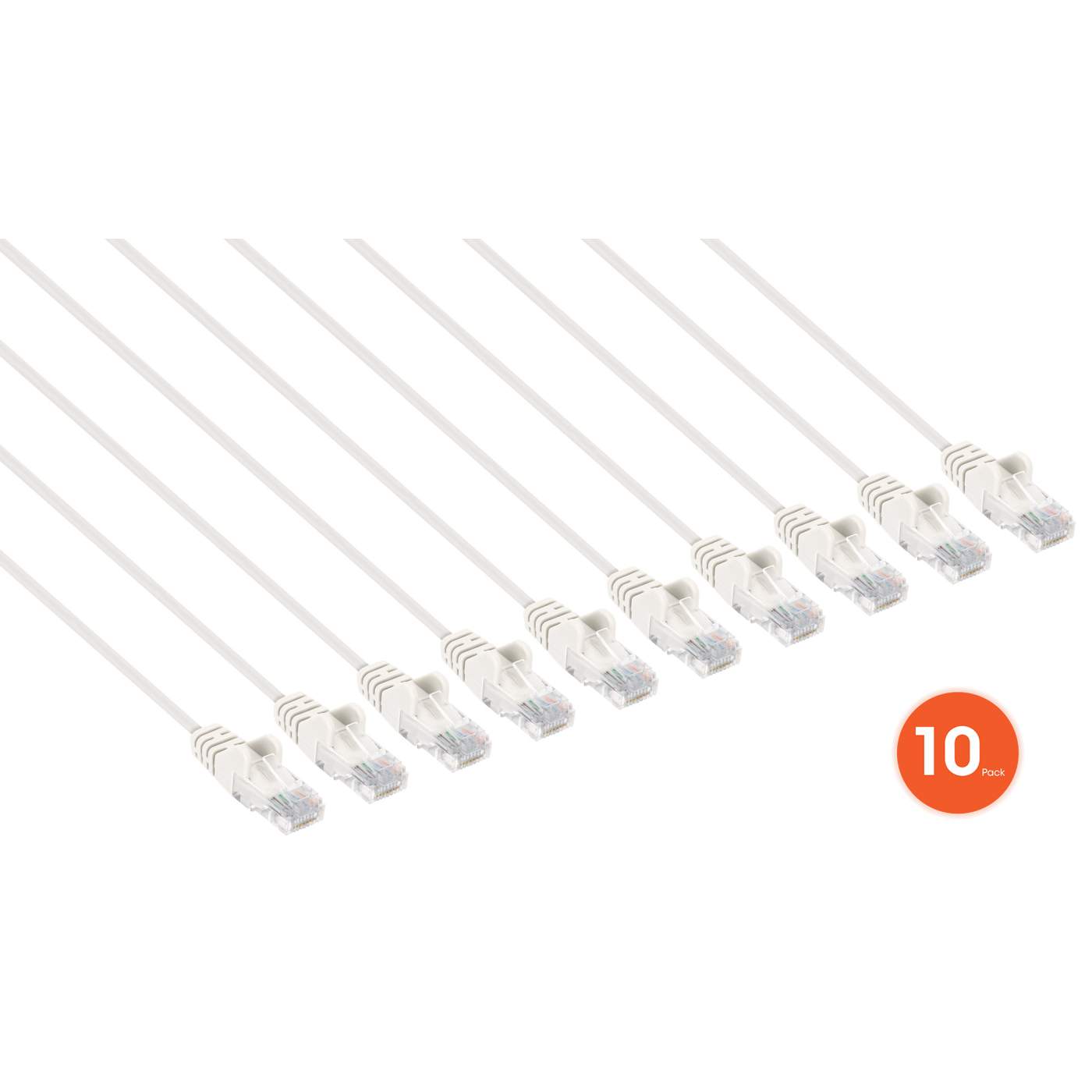 Cat6 U/UTP Slim Network Patch Cable, 7 ft., White, 10-Pack Image 2