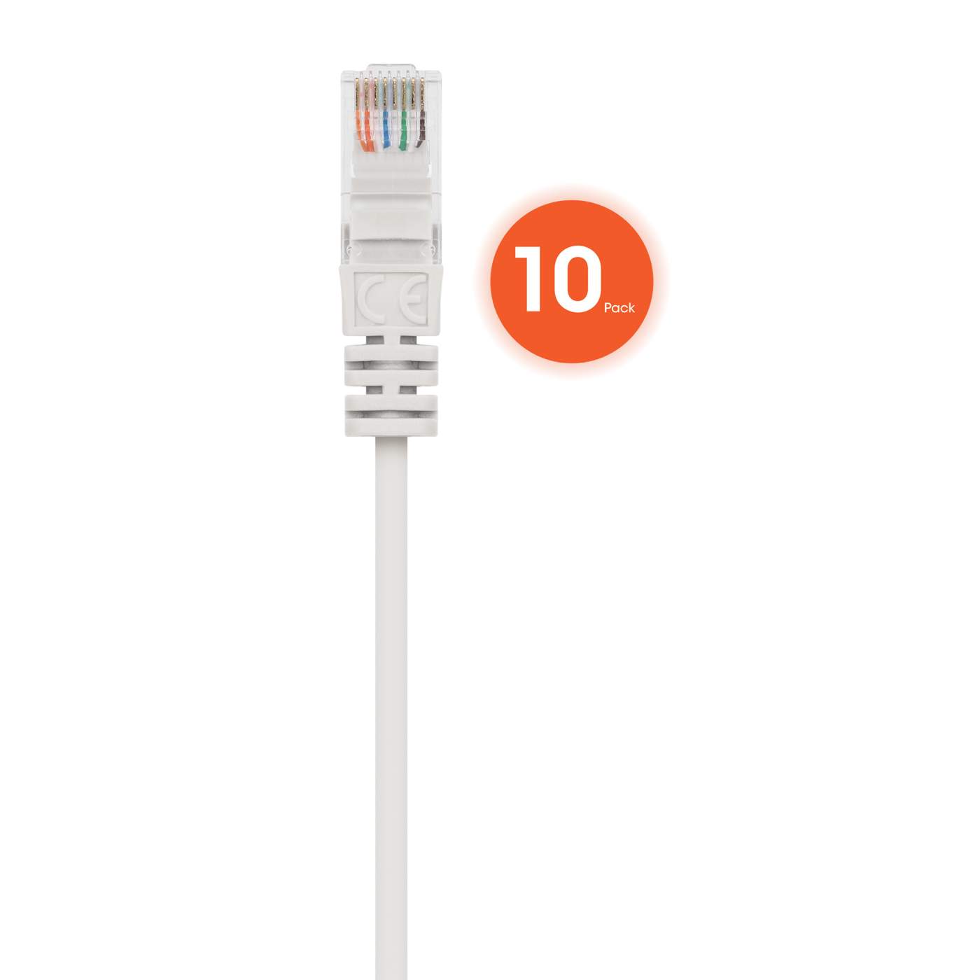Cat6 U/UTP Slim Network Patch Cable, 7 ft., White, 10-Pack Image 4