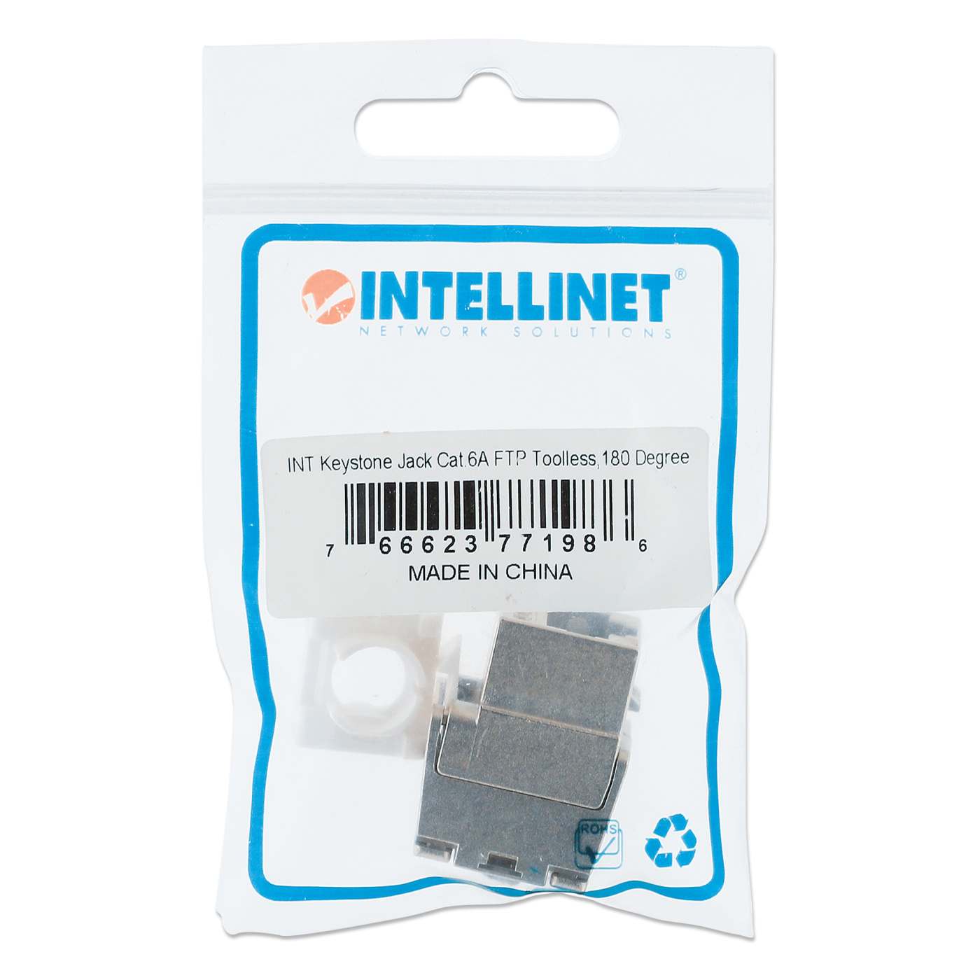 Cat6a 10G Shielded Toolless Keystone Jack, Silver Packaging Image 2
