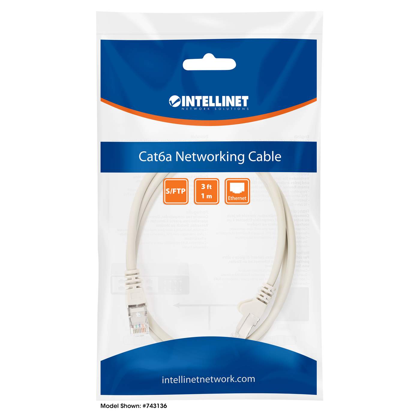 Cat6a S/FTP Network Patch Cable, 1 ft., Gray Packaging Image 2