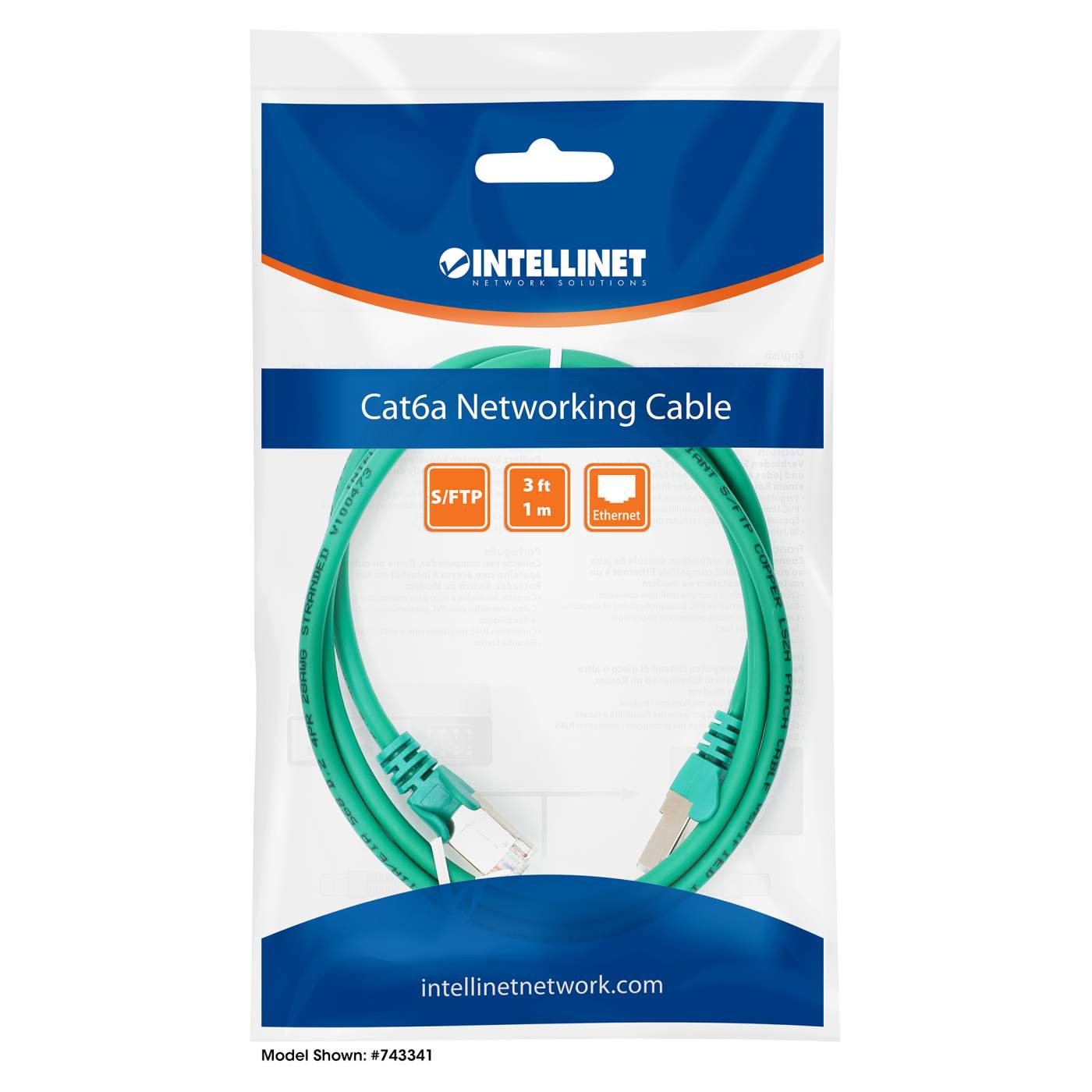 Cat6a S/FTP Network Patch Cable, 1 ft., Green Packaging Image 2