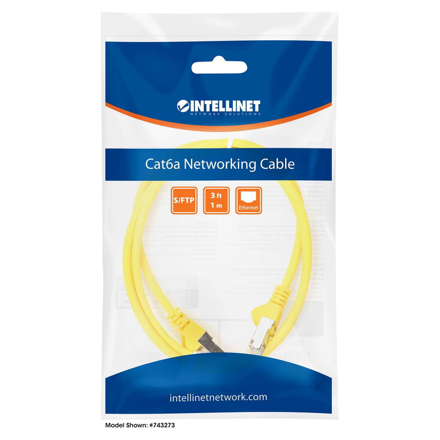 Cat6a S/FTP Network Patch Cable, 1 ft., Yellow Packaging Image 2