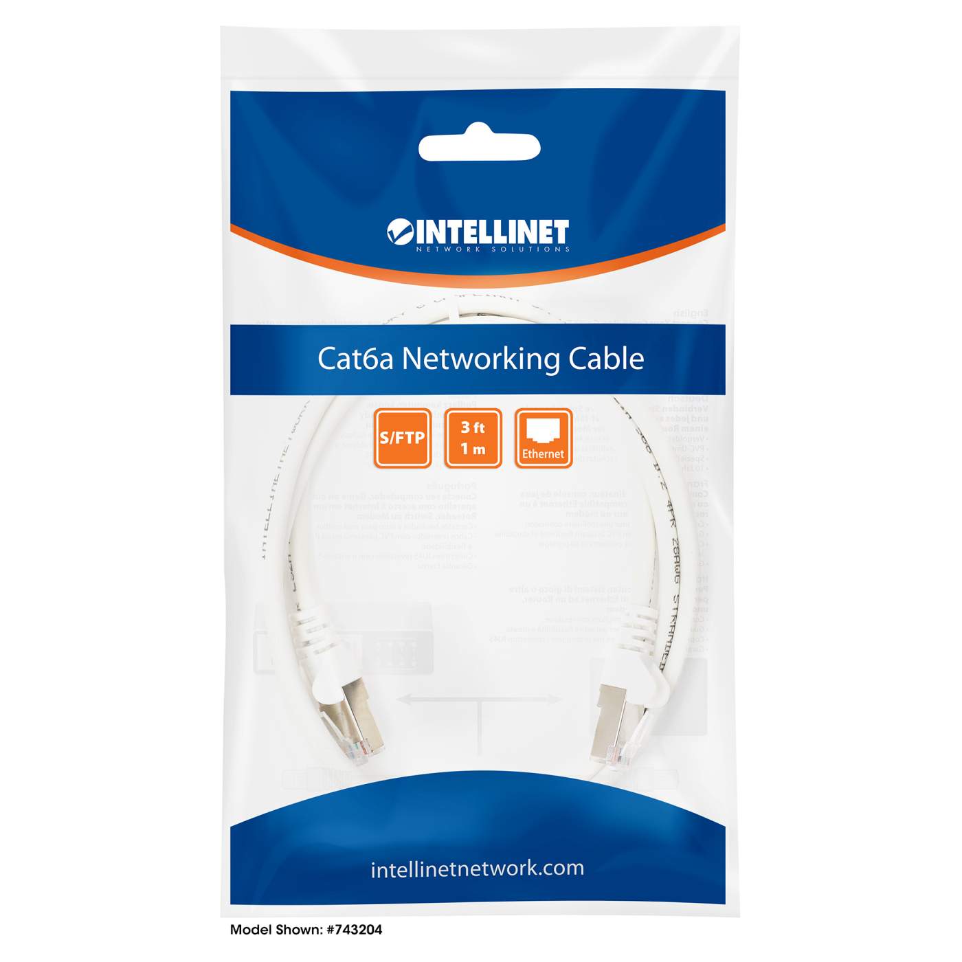 Cat6a S/FTP Network Patch Cable, 10 ft., White Packaging Image 2