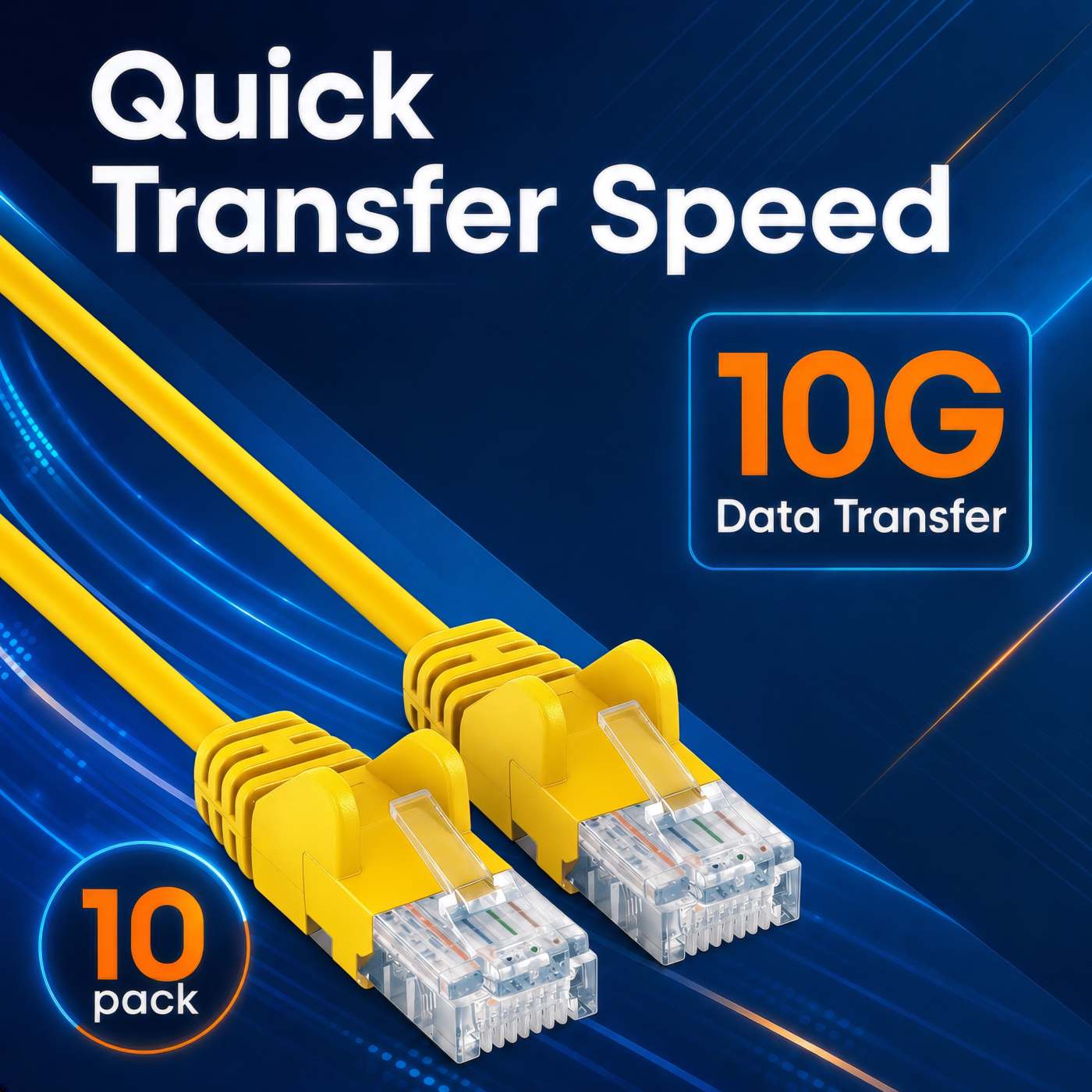 Cat6a U/UTP Slim Network Patch Cable, 10 ft., Yellow, 10-Pack Image 6