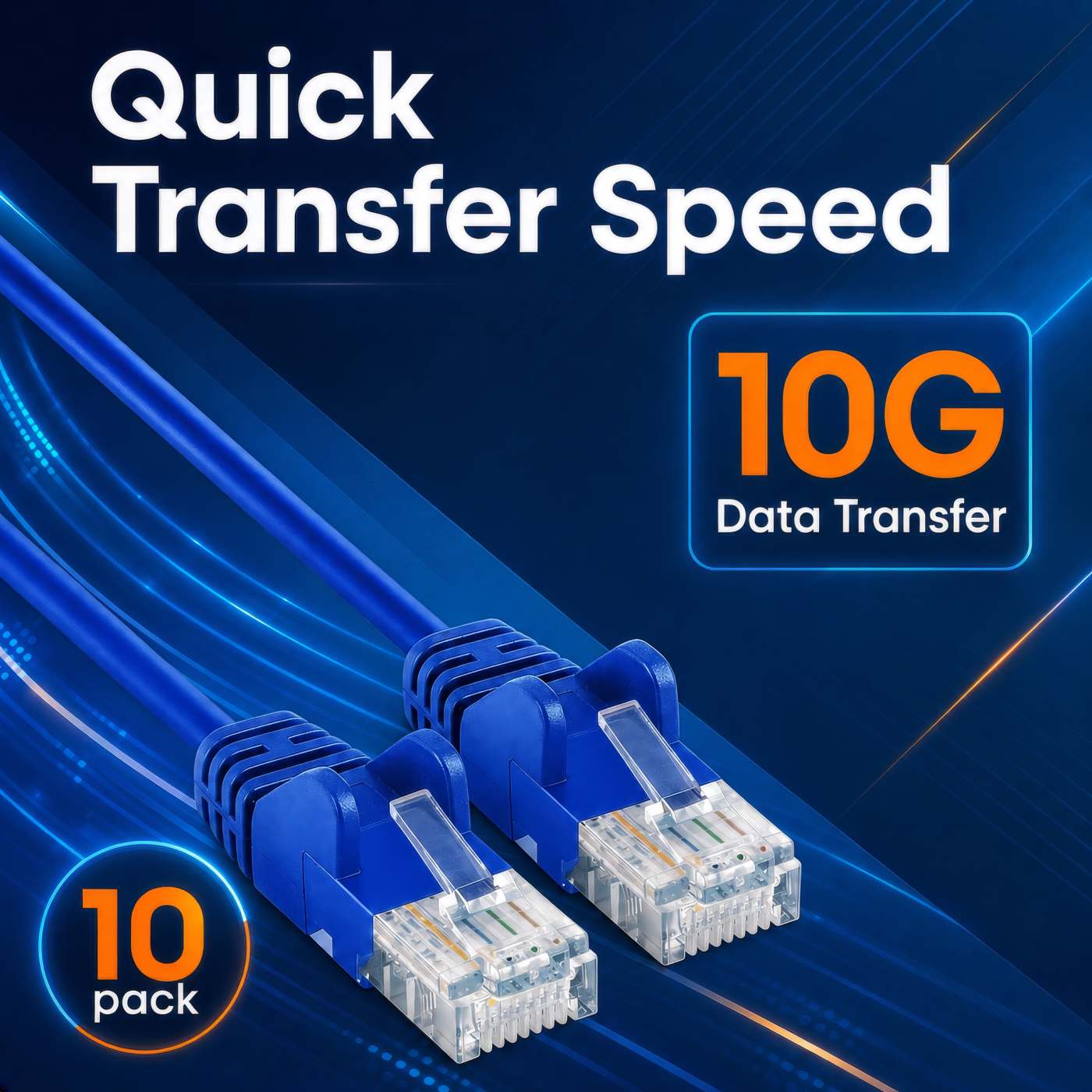 Cat6a U/UTP Slim Network Patch Cable, 14 ft., Blue, 10-Pack Image 6