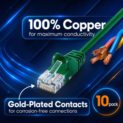 Cat6a U/UTP Slim Network Patch Cable, 3 ft., Green, 10-Pack Image 4