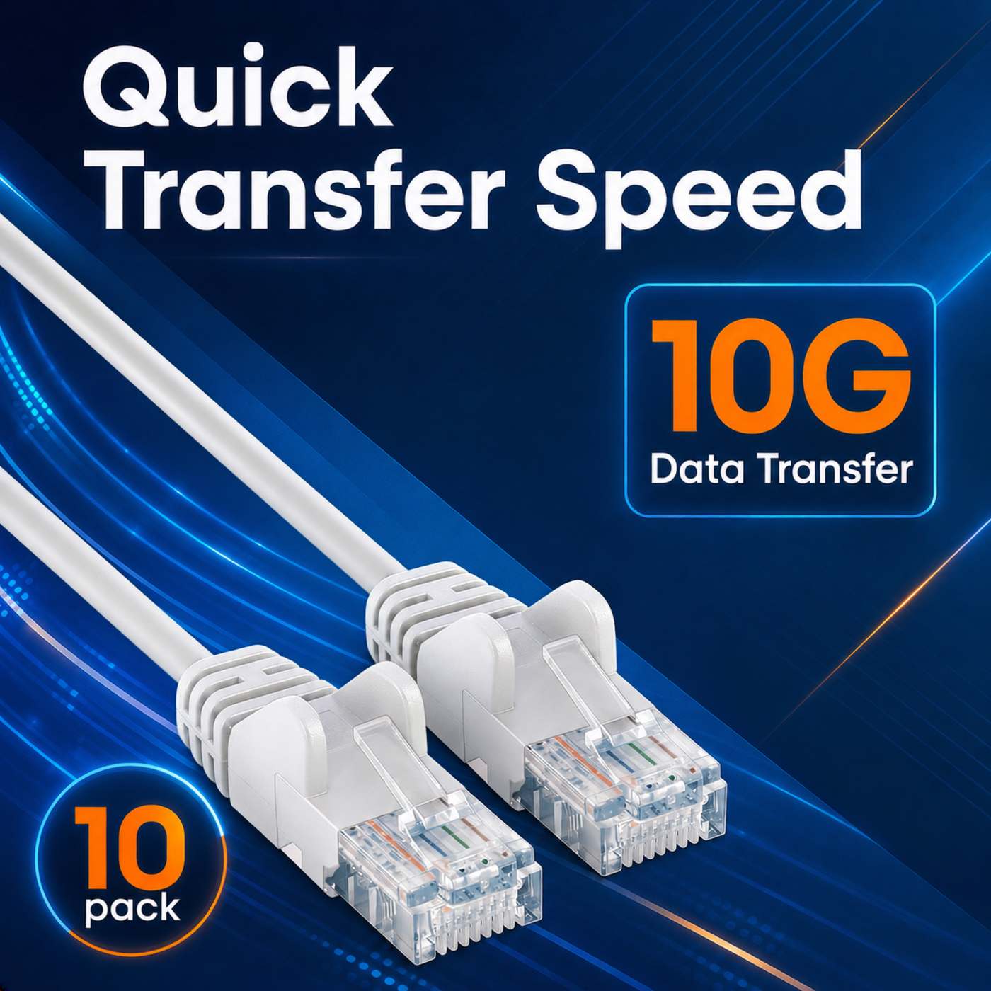 Cat6a U/UTP Slim Network Patch Cable, 3 ft., White, 10-Pack Image 6