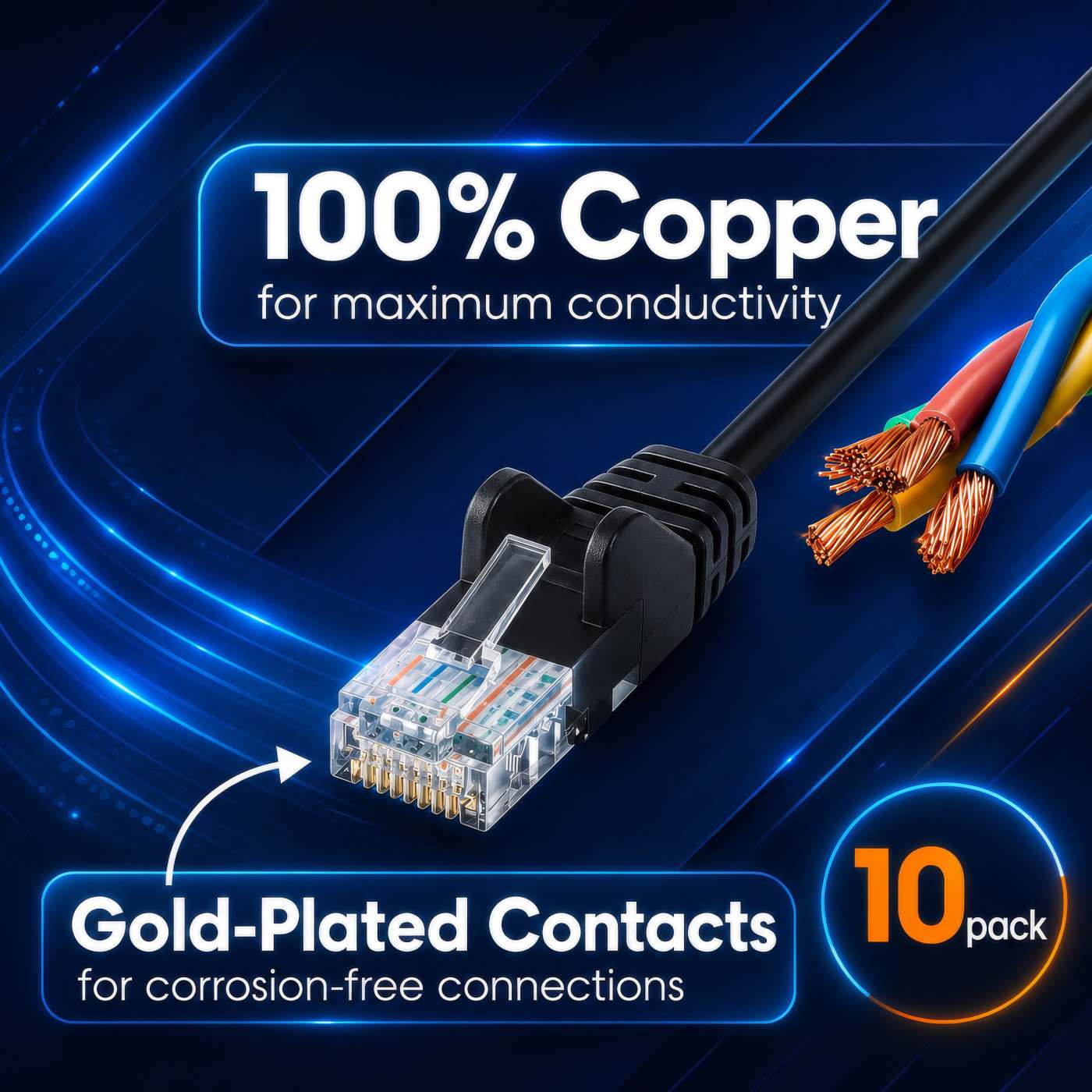 Cat6a U/UTP Slim Network Patch Cable, 5 ft., Black, 10-Pack Image 4