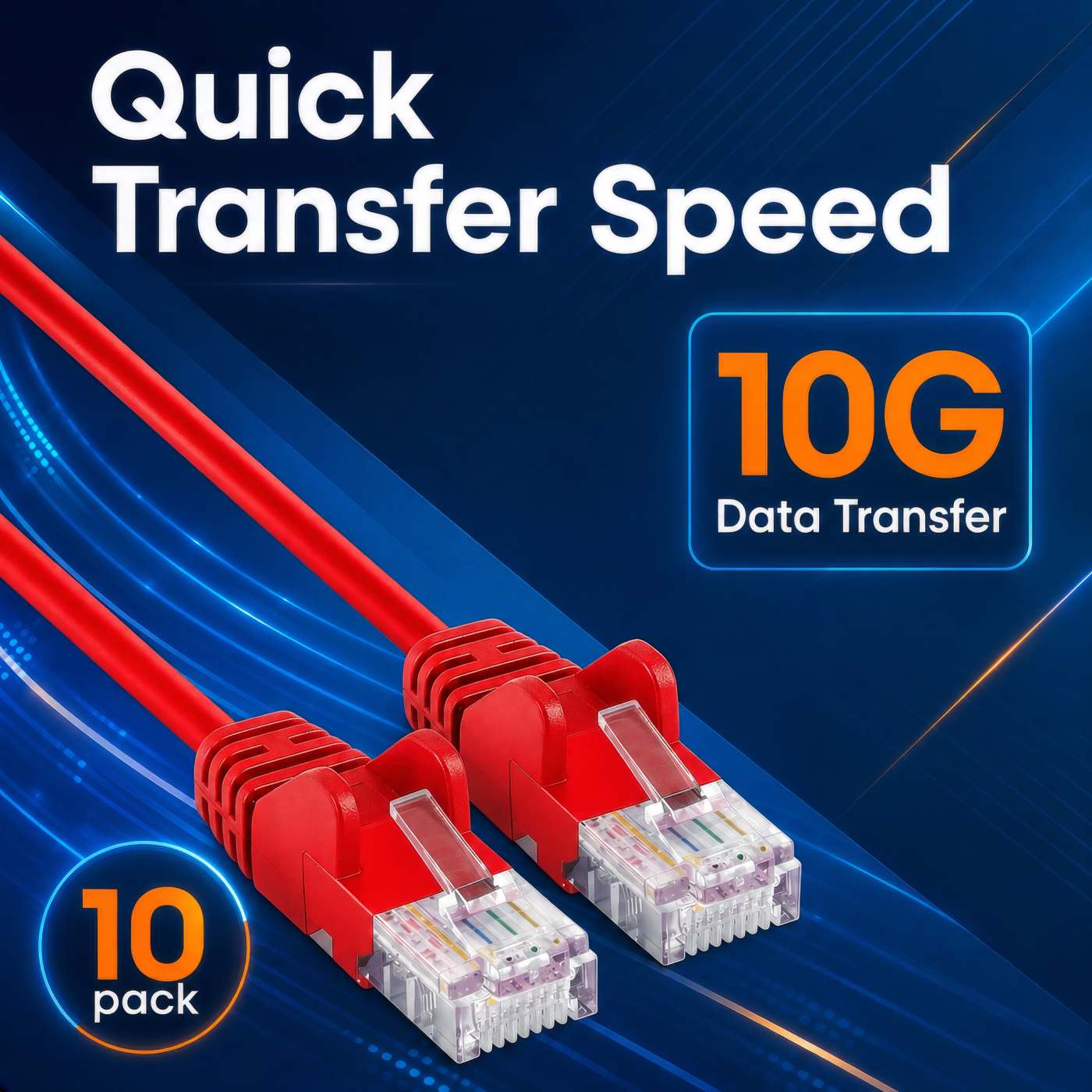 Cat6a U/UTP Slim Network Patch Cable, 5 ft., Red, 10-Pack Image 6