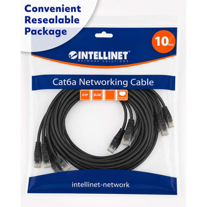 Cat6a U/UTP Slim Network Patch Cable, 7 ft., Black, 10-Pack Packaging Image 2