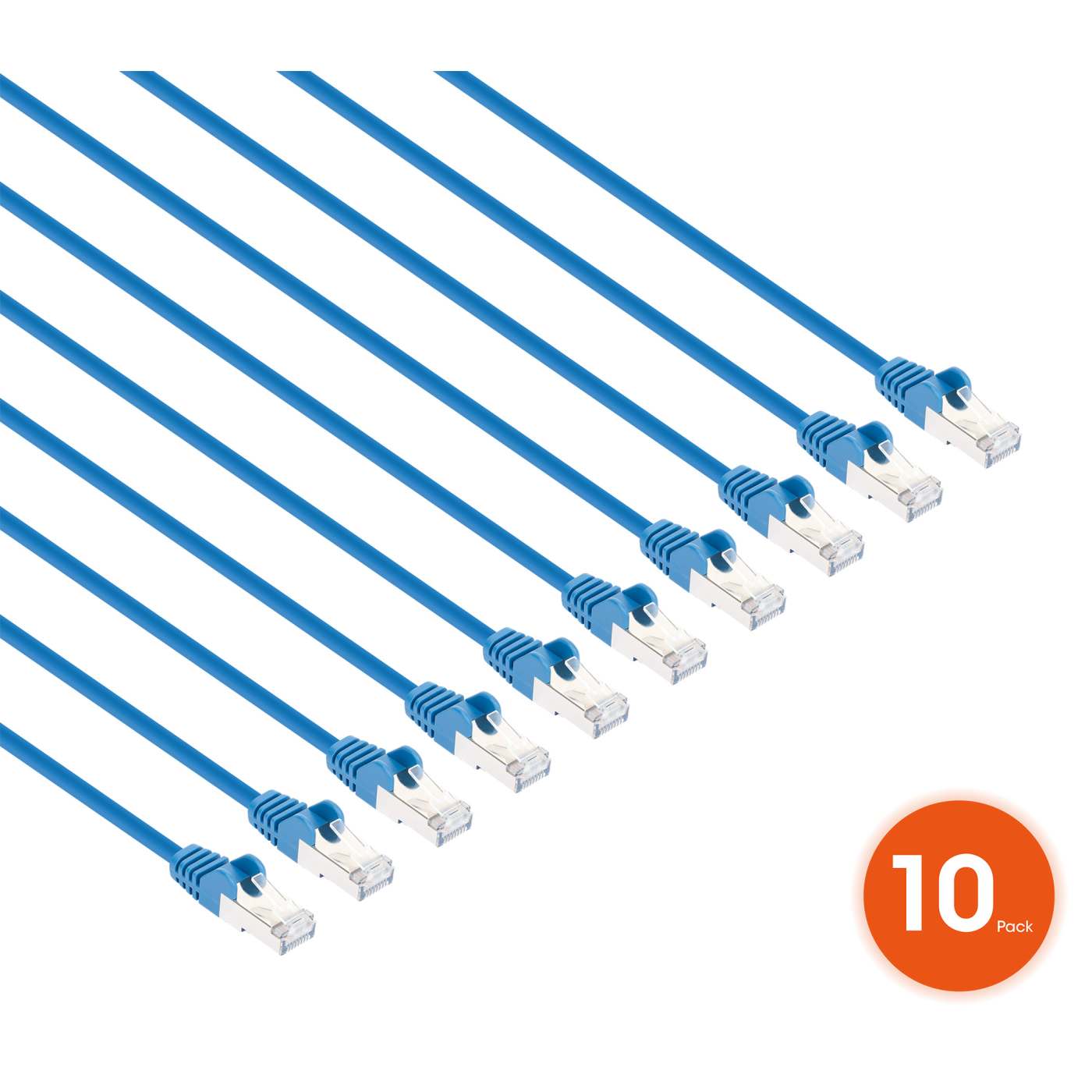 Cat8.1 U/FTP Slim Network Patch Cable, 10 ft., Blue, 10-Pack Image 2