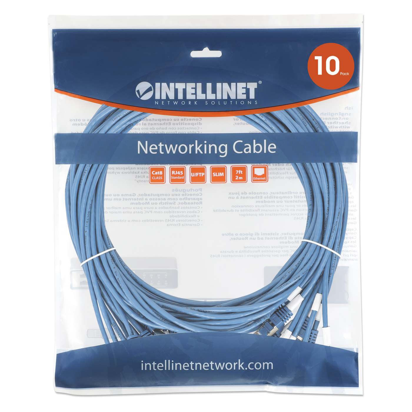Cat8.1 U/FTP Slim Network Patch Cable, 10 ft., Blue, 10-Pack Image 8