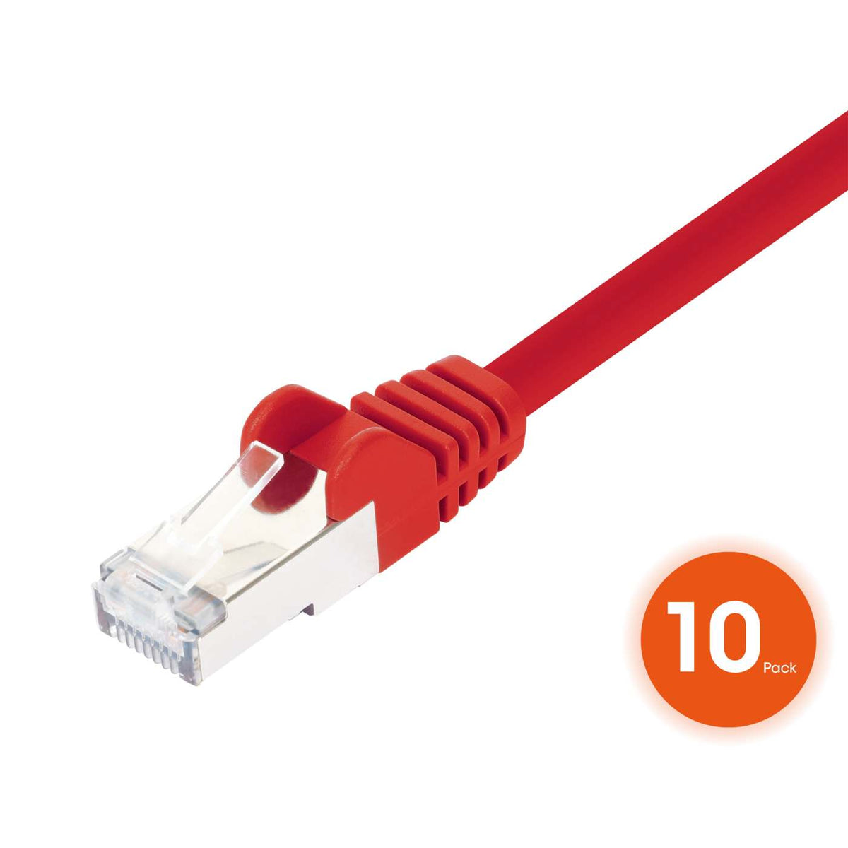 Cat8.1 U/FTP Slim Network Patch Cable, 10 ft., Red, 10-Pack Image 3
