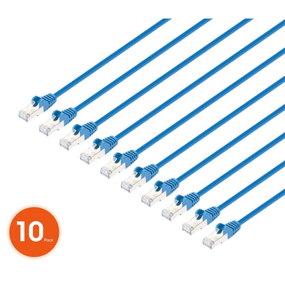 Cat8.1 U/FTP Slim Network Patch Cable, 14 ft., Blue, 10-Pack Image 1