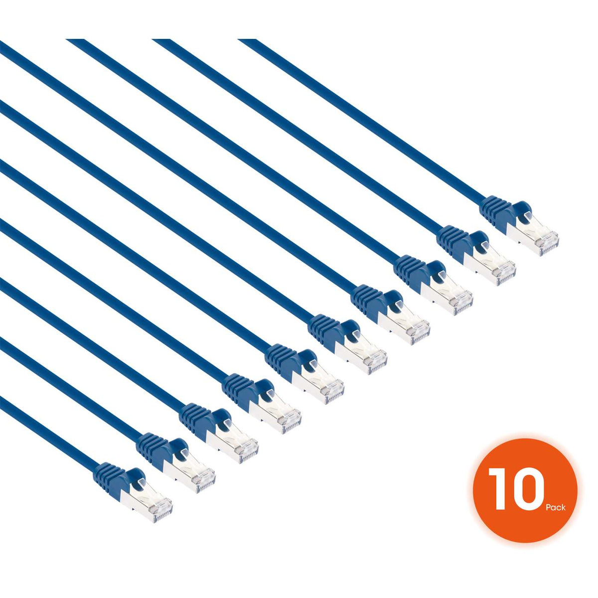 Cat8.1 U/FTP Slim Network Patch Cable, 14 ft., Blue, 10-Pack Image 2