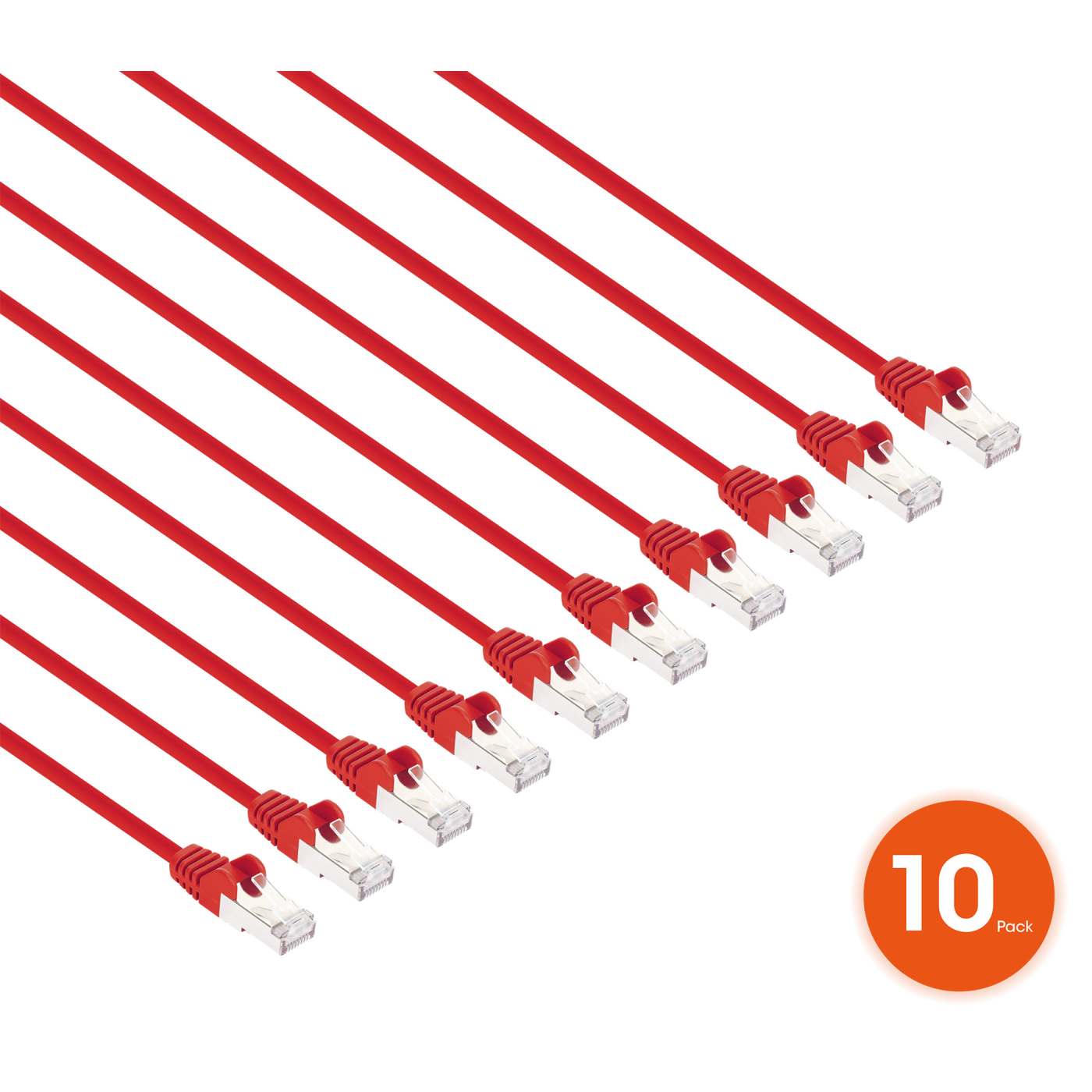 Cat8.1 U/FTP Slim Network Patch Cable, 14 ft., Red, 10-Pack Image 2