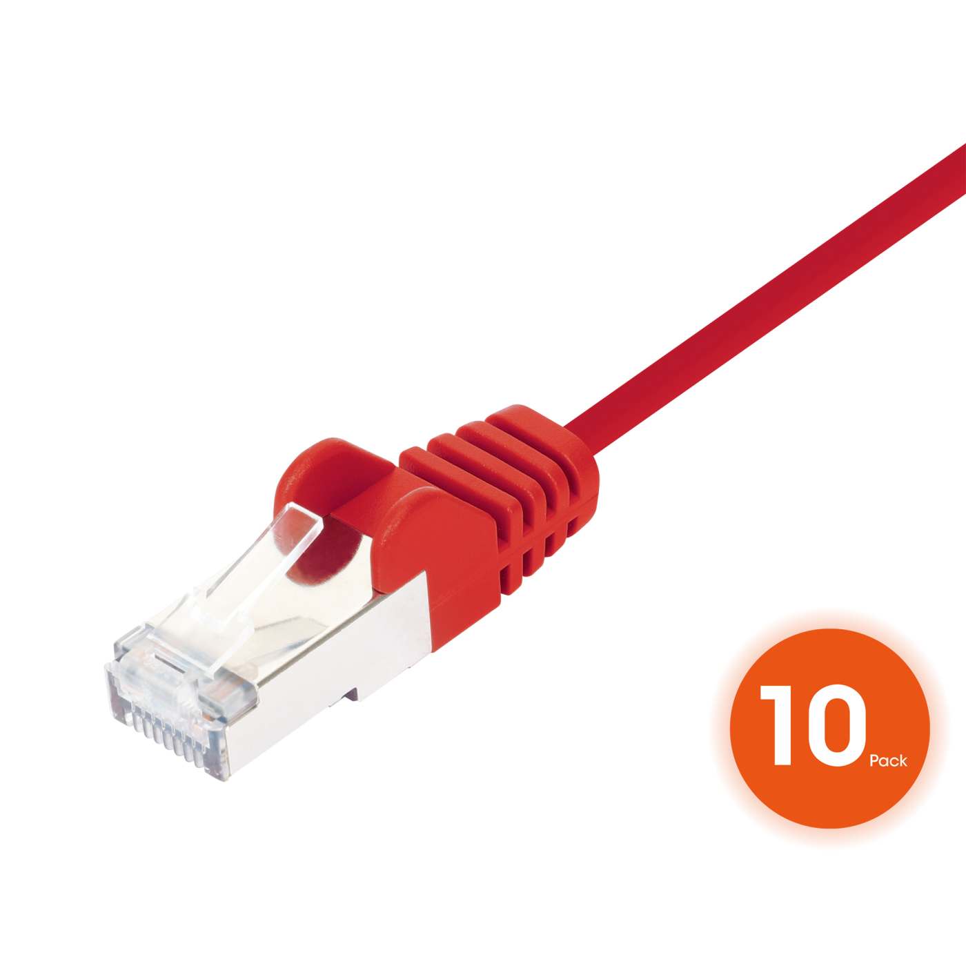 Cat8.1 U/FTP Slim Network Patch Cable, 14 ft., Red, 10-Pack Image 3