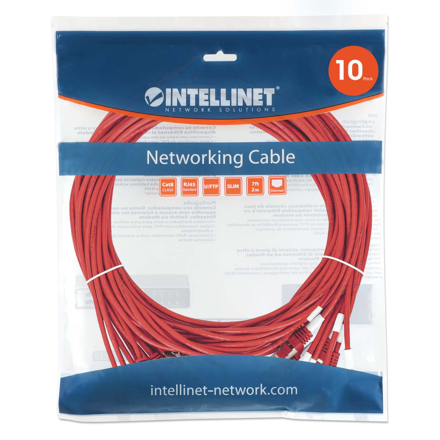 Cat8.1 U/FTP Slim Network Patch Cable, 14 ft., Red, 10-Pack Image 8