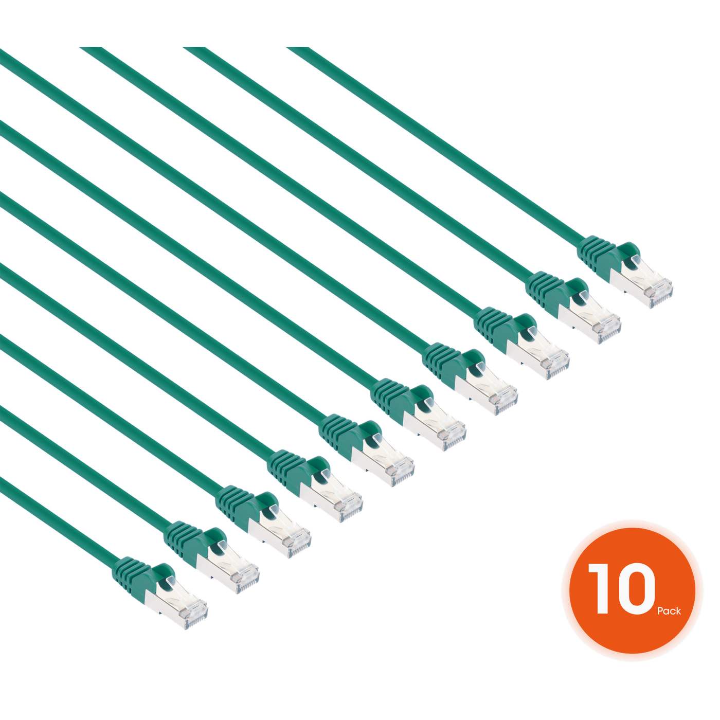 Cat8.1 U/FTP Slim Network Patch Cable, 1.5 ft., Green, 10-Pack Image 2