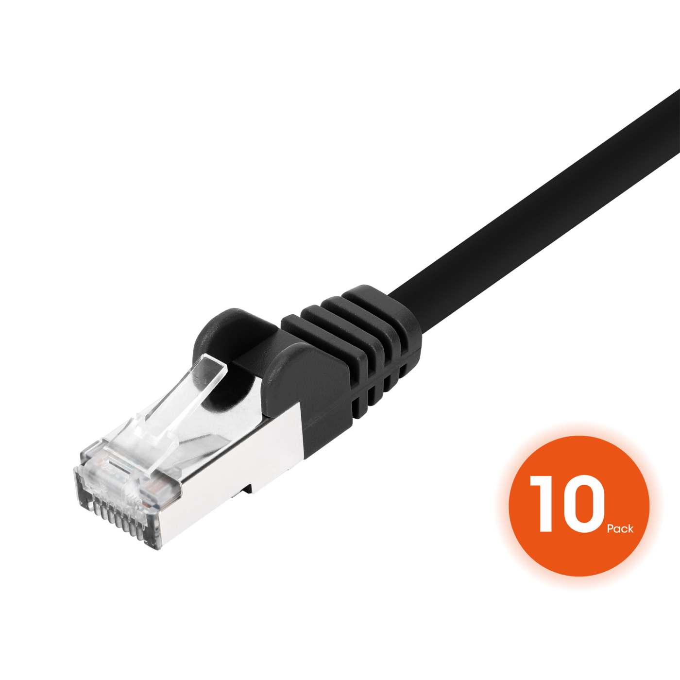 Cat8.1 U/FTP Slim Network Patch Cable, 3 ft., Black, 10-Pack Image 3
