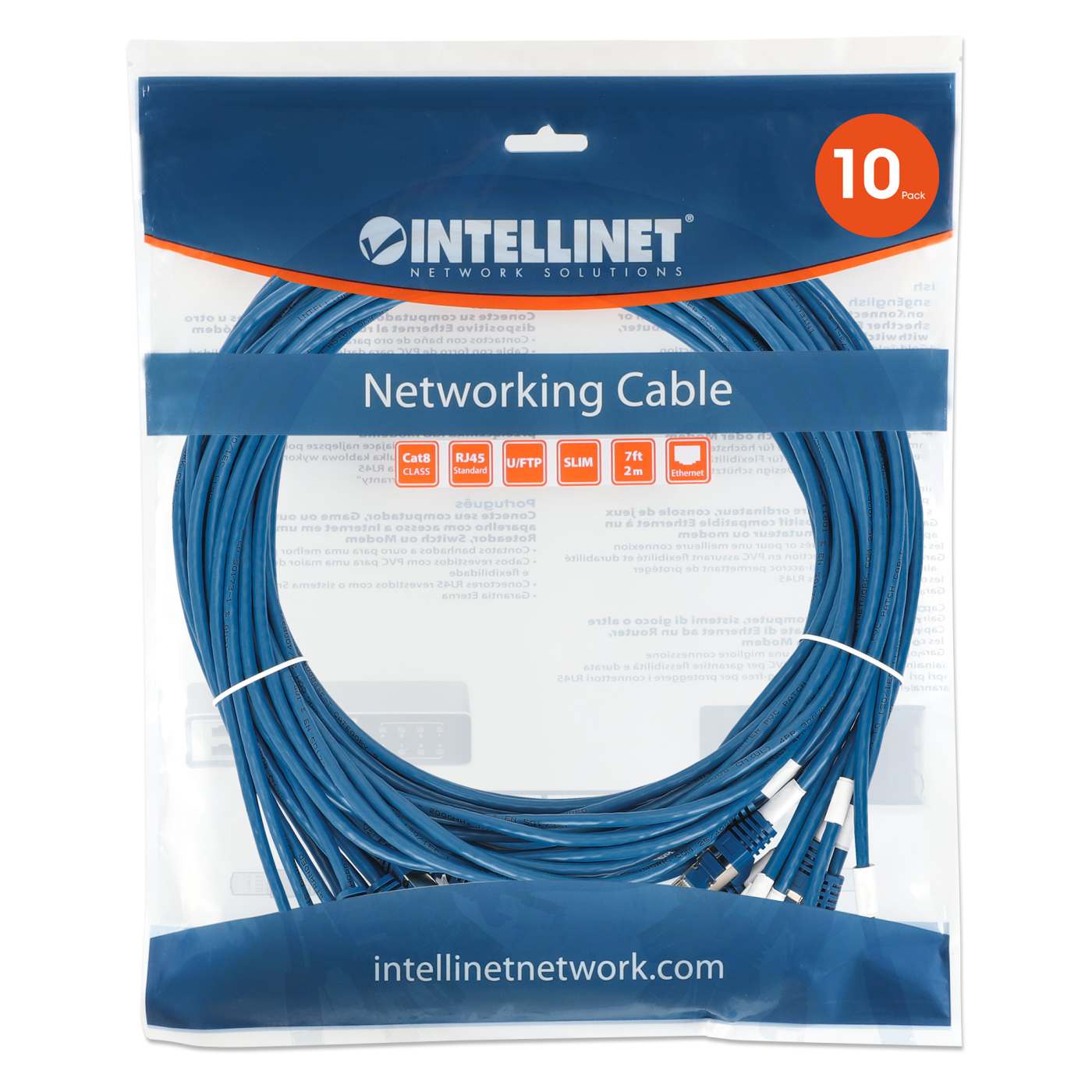 Cat8.1 U/FTP Slim Network Patch Cable, 5 ft., Blue, 10-Pack Image 8