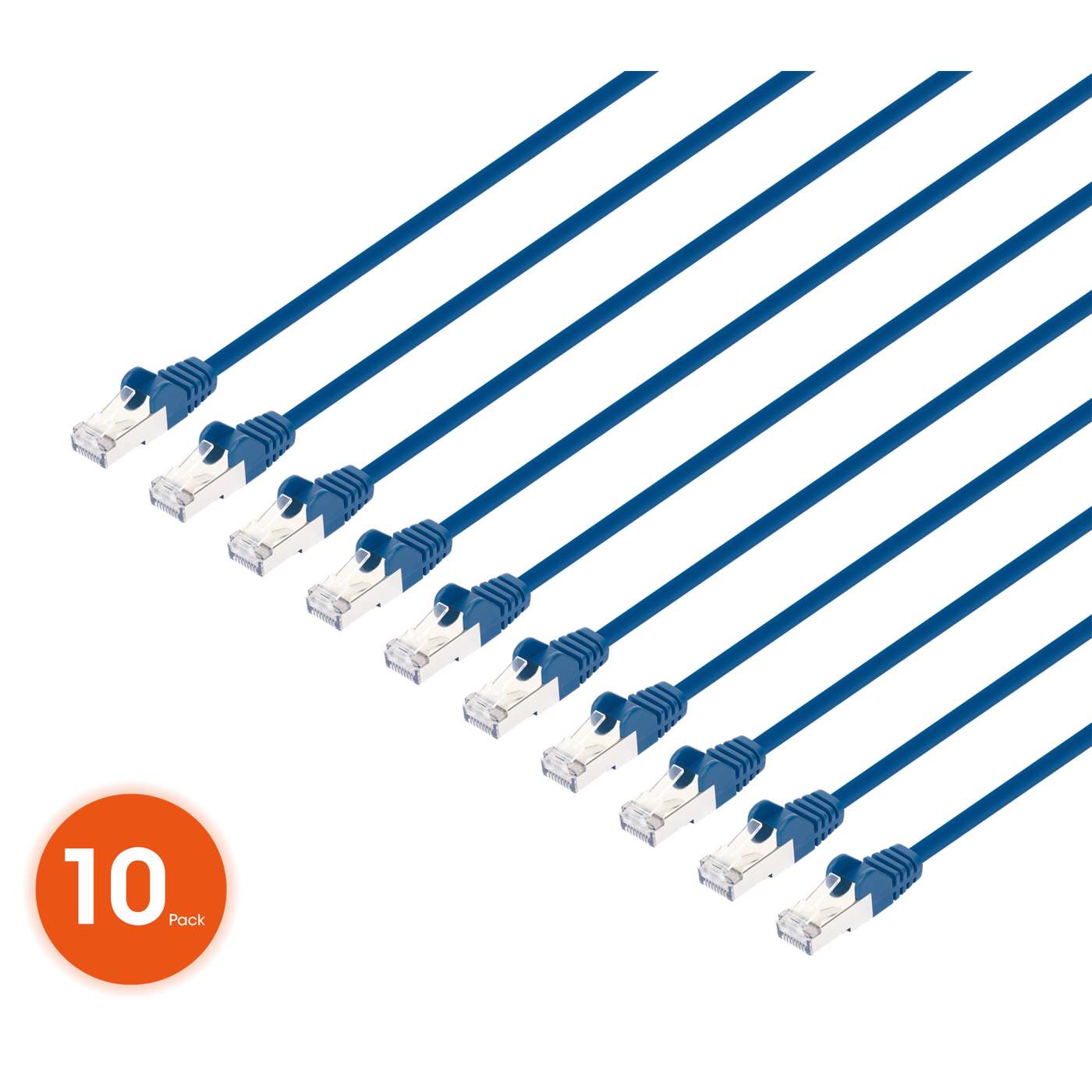 Cat8.1 U/FTP Slim Network Patch Cable, 7 ft., Blue, 10-Pack Image 1