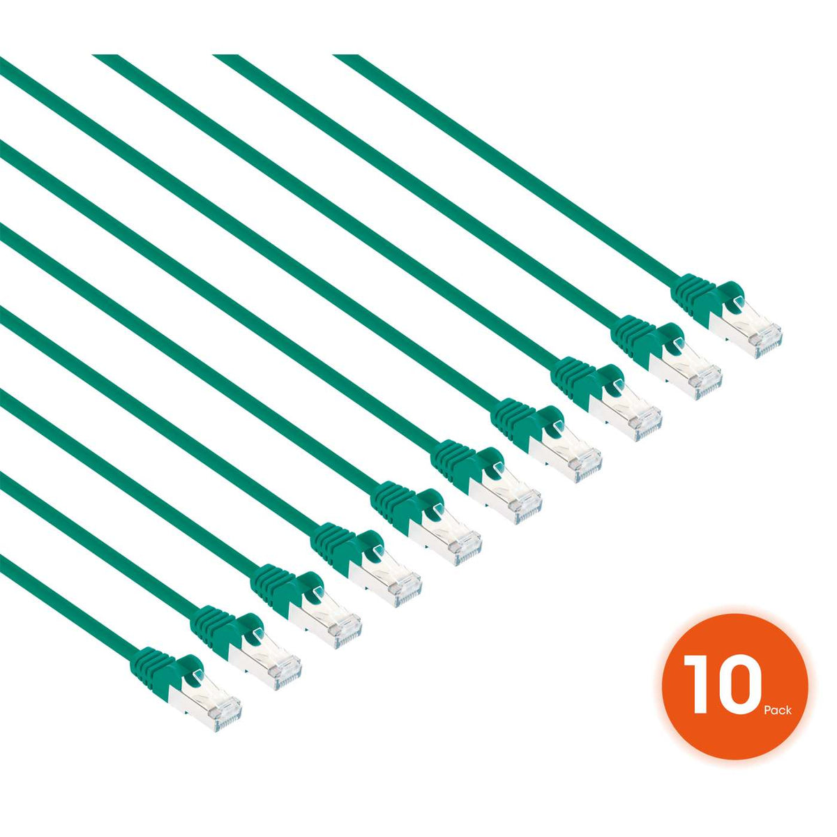 Cat8.1 U/FTP Slim Network Patch Cable, 7 ft., Green, 10-Pack Image 2