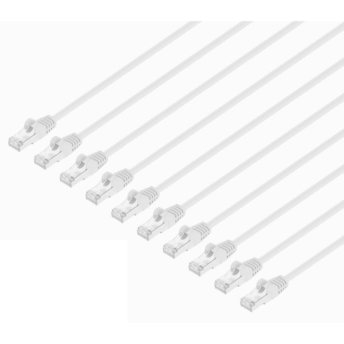 Cat8.1 U/FTP Slim Network Patch Cable, 7 ft., White, 10-Pack Image 1