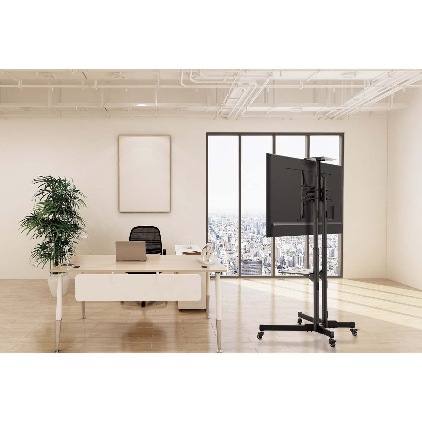 Economy Height-Adjustable Multimedia TV Cart Image 9