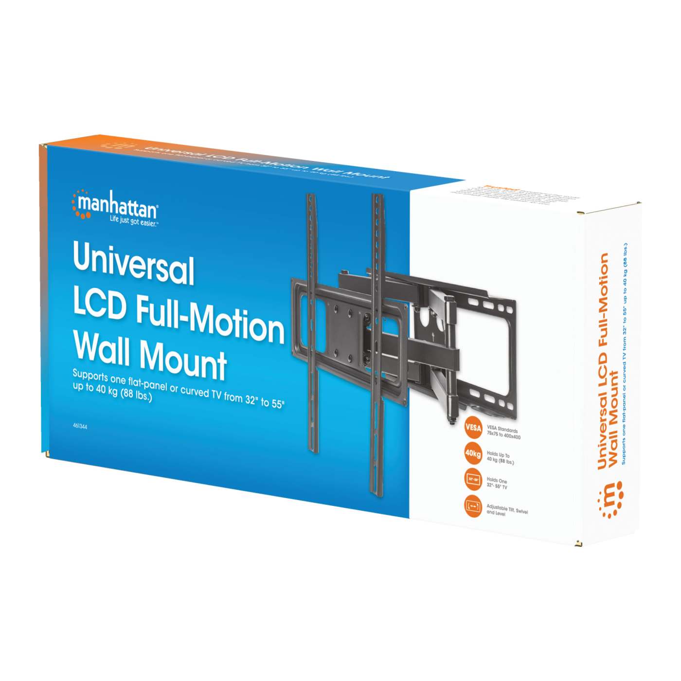 Full-Motion TV Wall Mount with Post-Leveling Adjustment Packaging Image 2