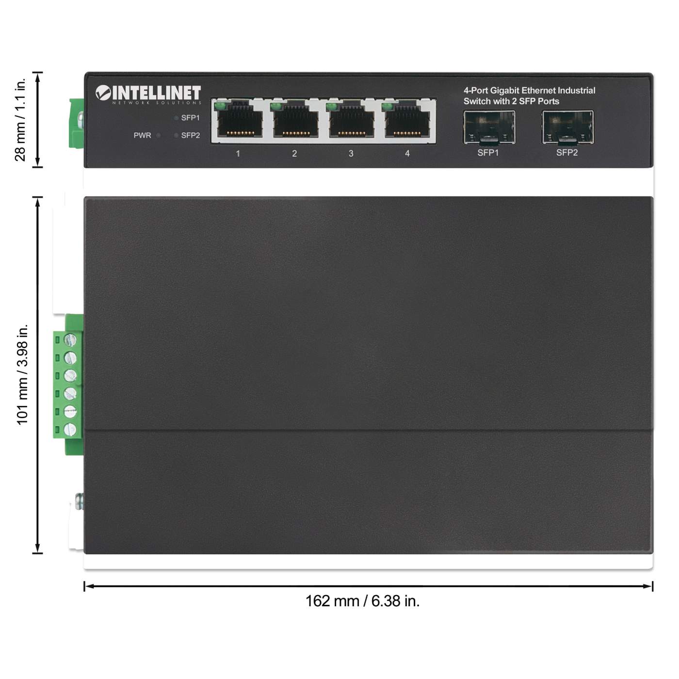 Industrial 4-Port Gigabit Ethernet Switch with 2 SFP Ports Image 7