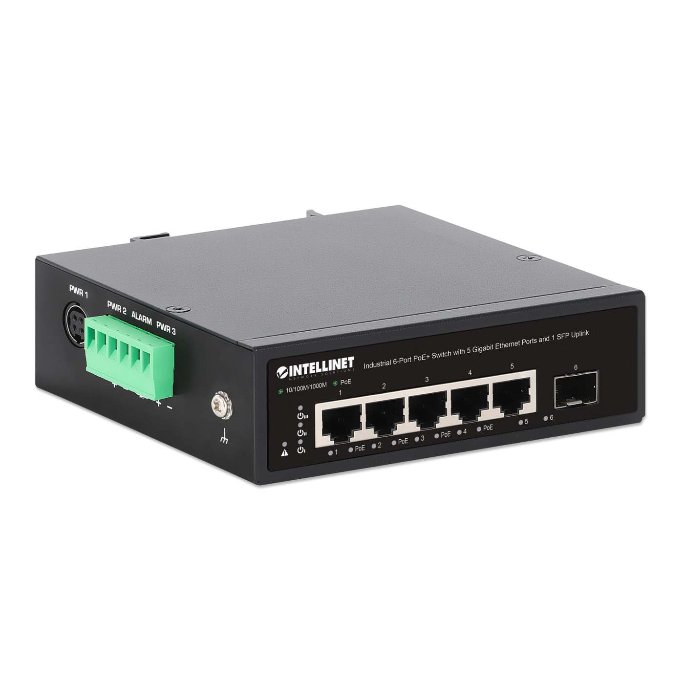 Industrial 6-Port PoE+ Switch with 5 Gigabit Ethernet Ports and 1 SFP Uplink Image 3