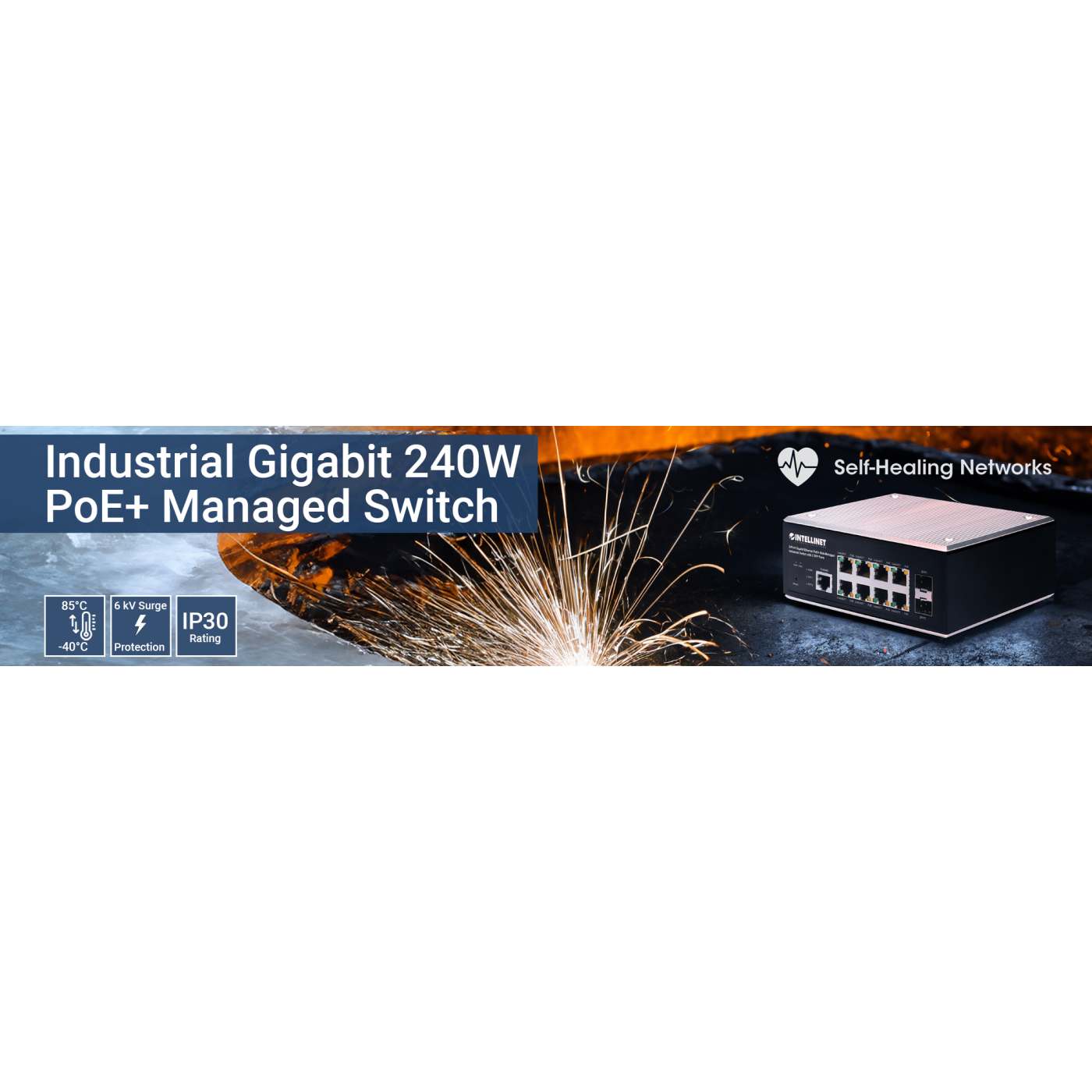 Industrial 8-Port Gigabit Ethernet PoE+ Layer 2+ Web-Managed Switch with 2 SFP Ports Image 10