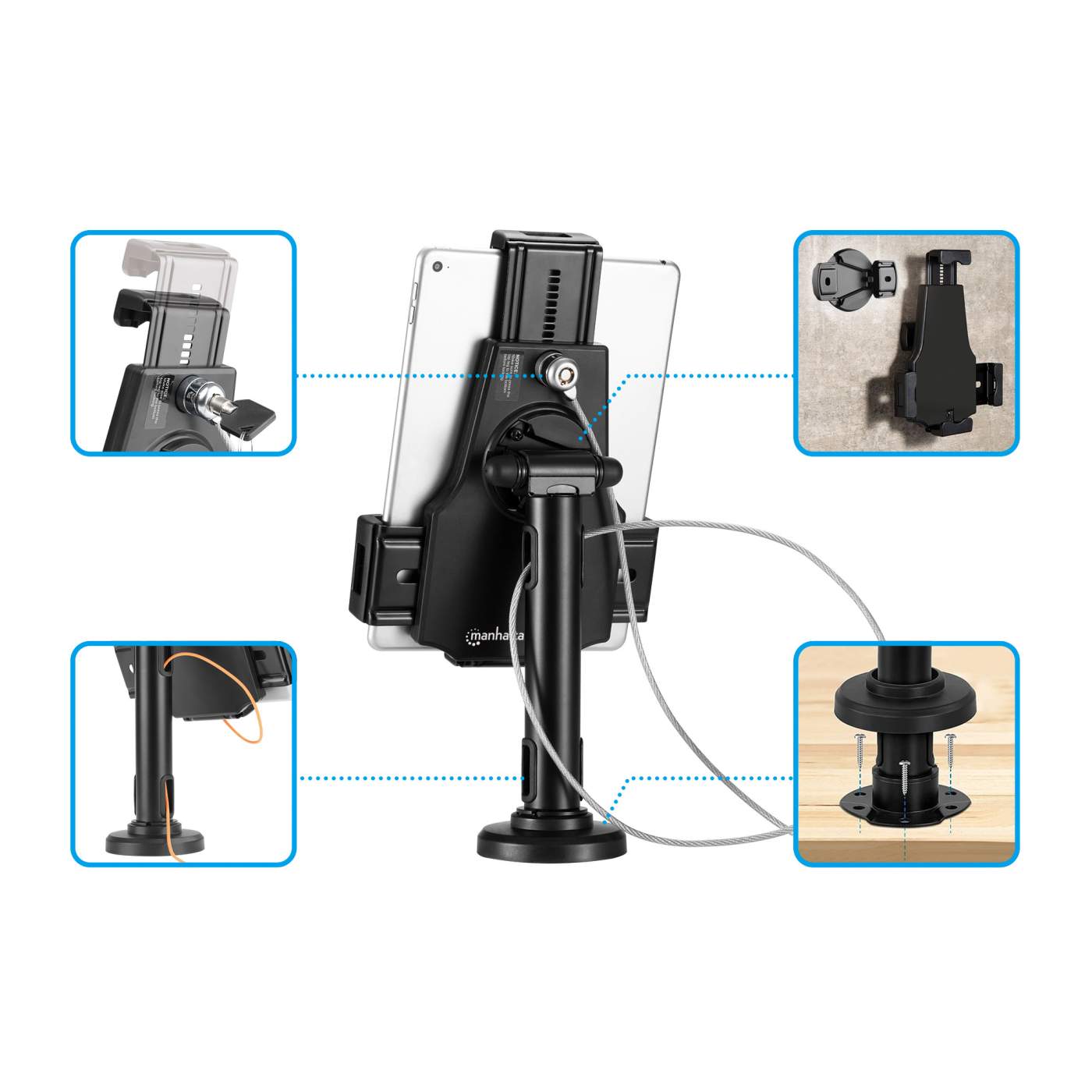 Lockable Desk Stand and Wall Mount Holder for Tablet and iPad Image 13