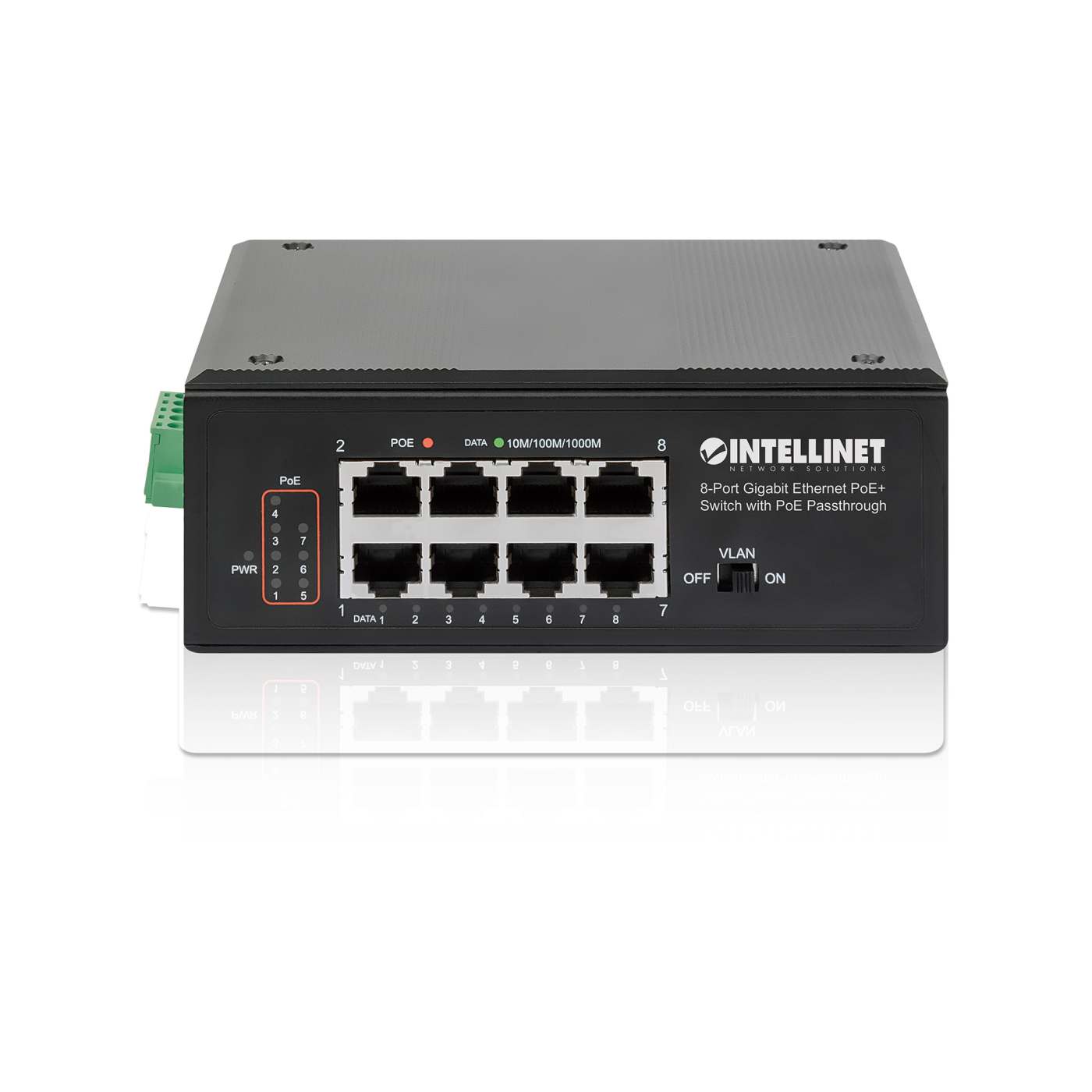 PoE-Powered 8-Port Gigabit Ethernet PoE+ Industrial Switch with PoE Passthrough Image 5
