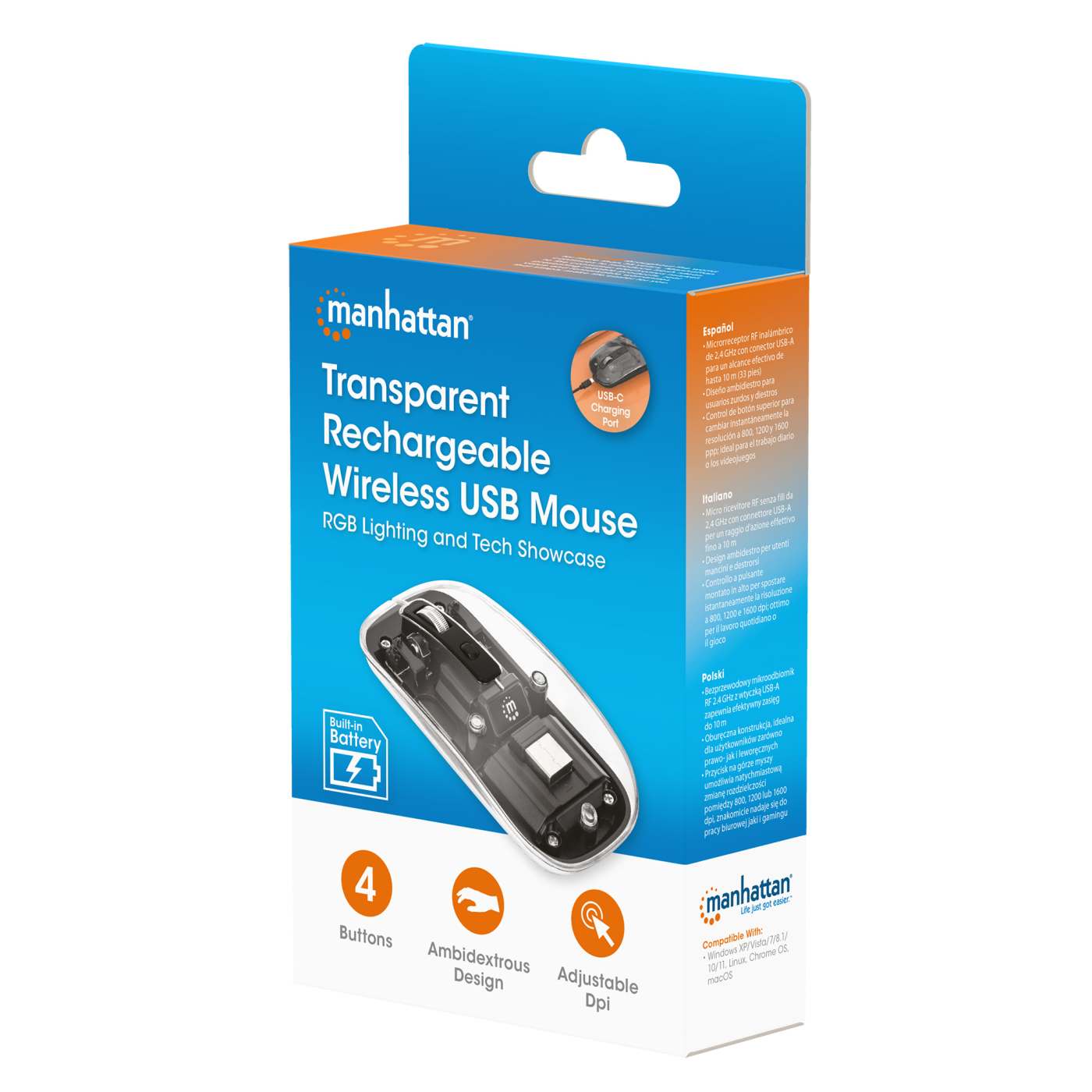 Transparent Rechargeable Wireless USB Mouse Packaging Image 2