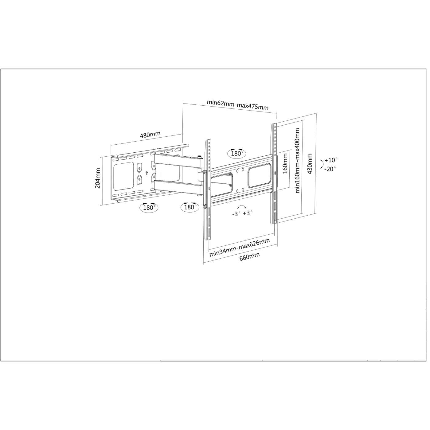 Universal Flat-Panel TV Full-Motion Wall Mount Image 7