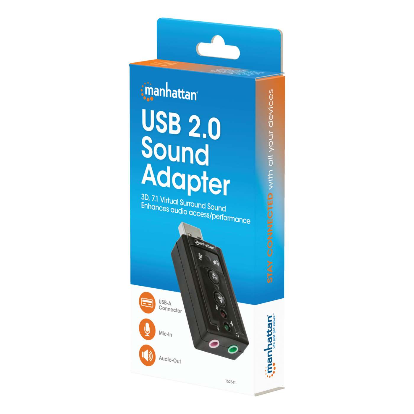 USB-A to 3.5 mm Audio Adapter with Volume Controls Packaging Image 2