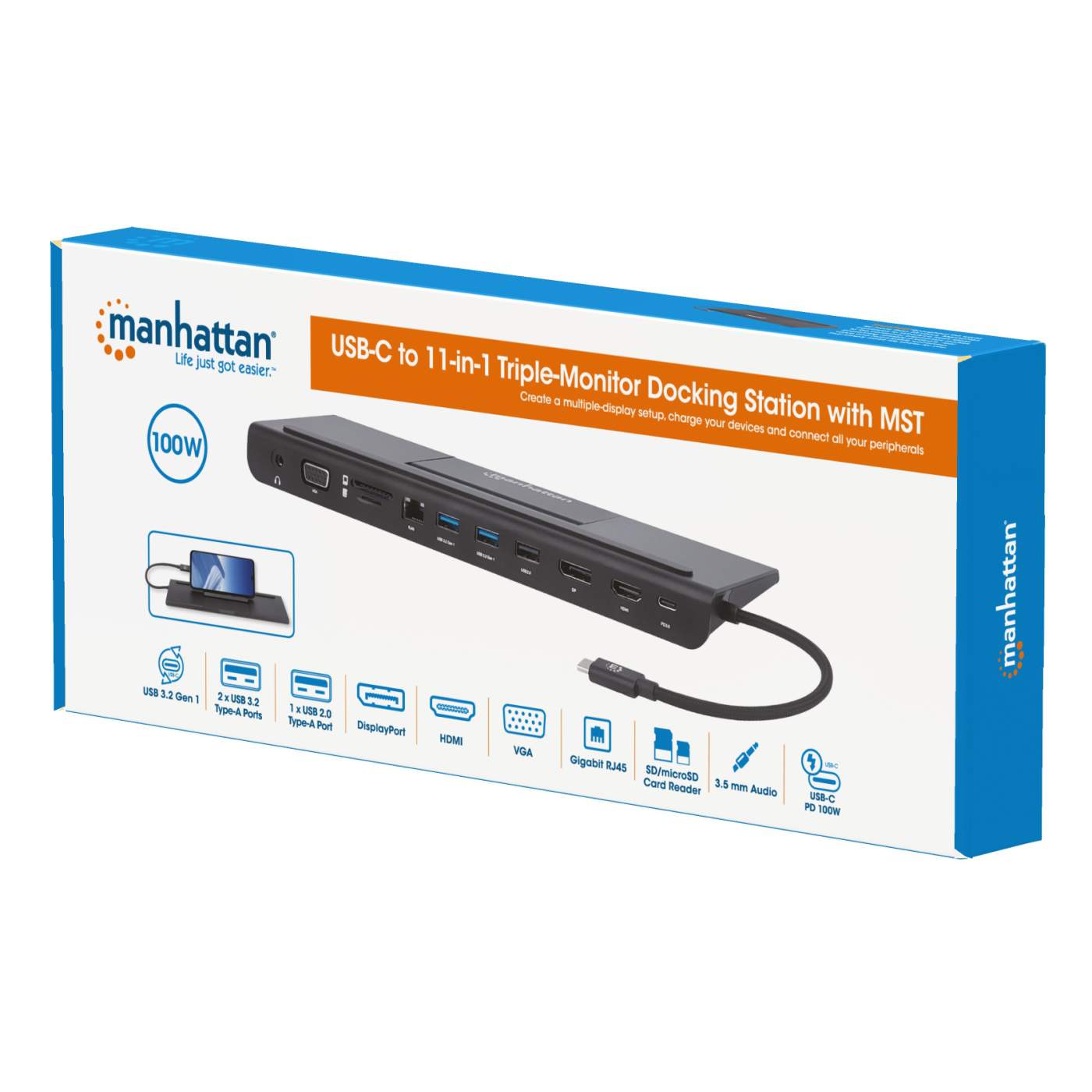 USB-C 11-in-1 Triple-Monitor Docking Station with MST Packaging Image 2