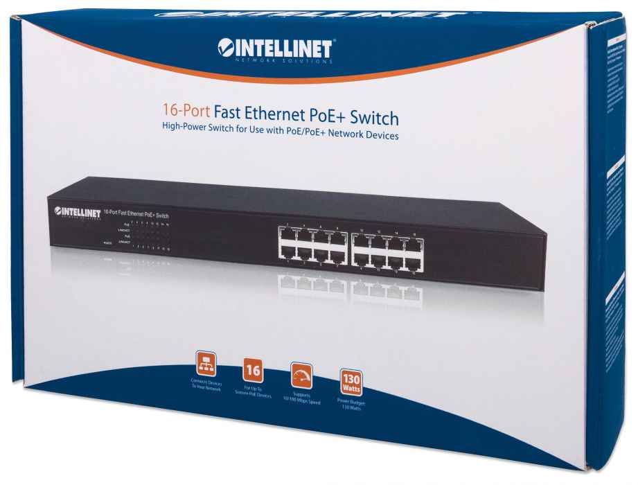 16-Port Fast Ethernet PoE+ Switch Packaging Image 2