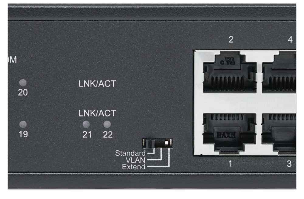 16-Port GbE PoE+ Switch w/ 4 RJ45 GbE & 2 SFP Uplink Ports