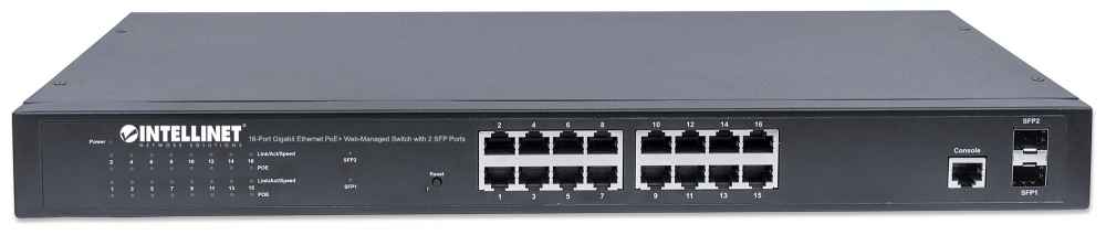 16-Port Gigabit Ethernet PoE+ Web-Managed Switch with 2 SFP Ports Image 4
