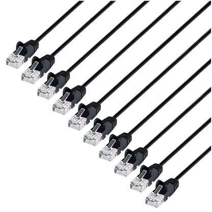 Cat6 U/UTP Slim Network Patch Cable, 0.5 ft., Black, 10-Pack Image 1