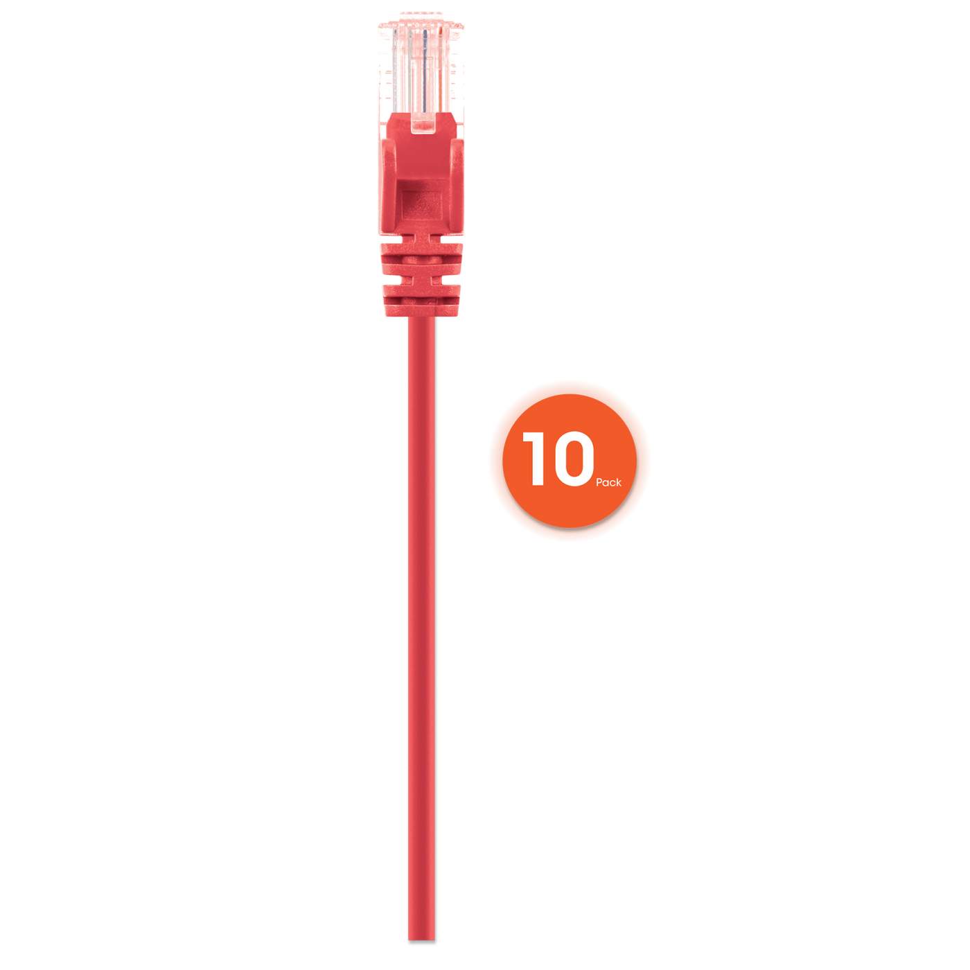 Cat6 U/UTP Slim Network Patch Cable, 0.5 ft., Red, 10-Pack Image 4