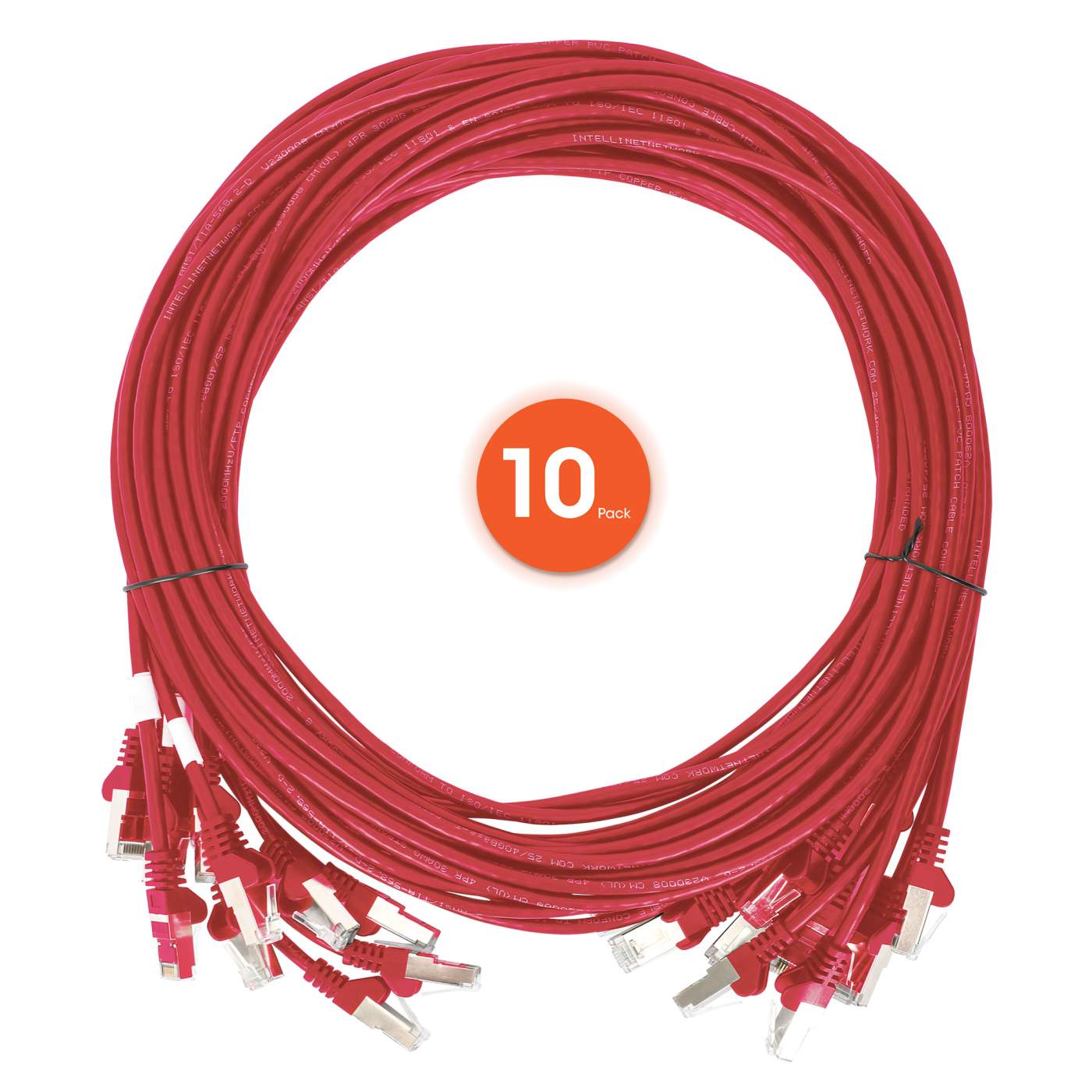 Cat6 U/UTP Slim Network Patch Cable, 0.5 ft., Red, 10-Pack Image 7